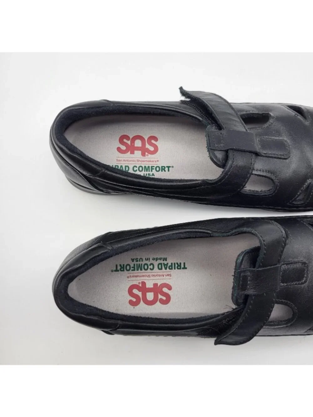 SAS Roamer Women 7.5 N Narrow Black Leather Tripad Comfort Cutout Mary Jane Shoe